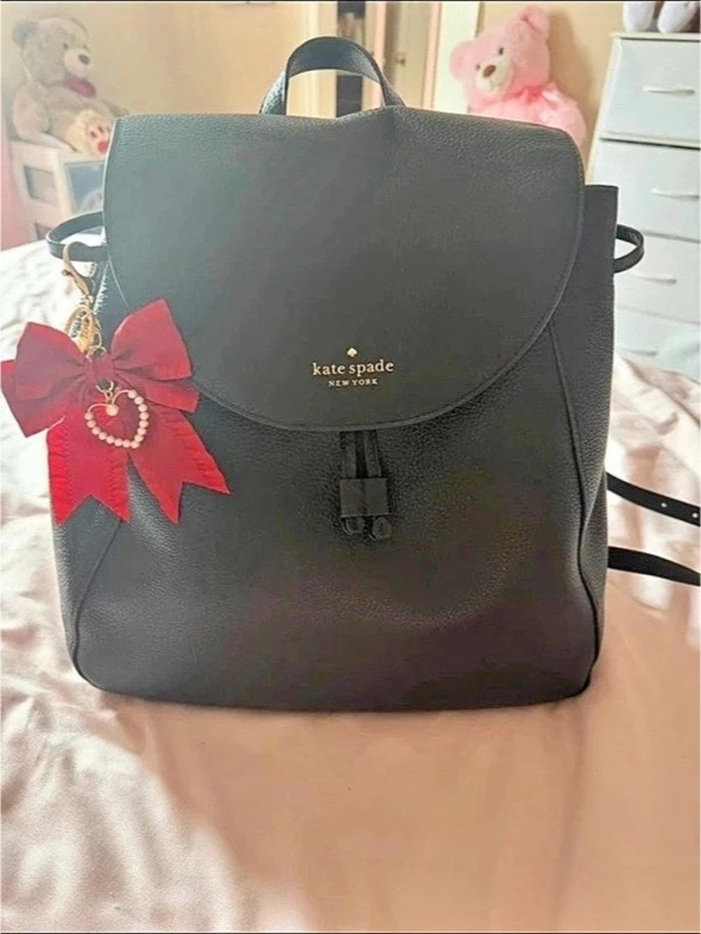 Kate Spade Black & Red Bow Backpack